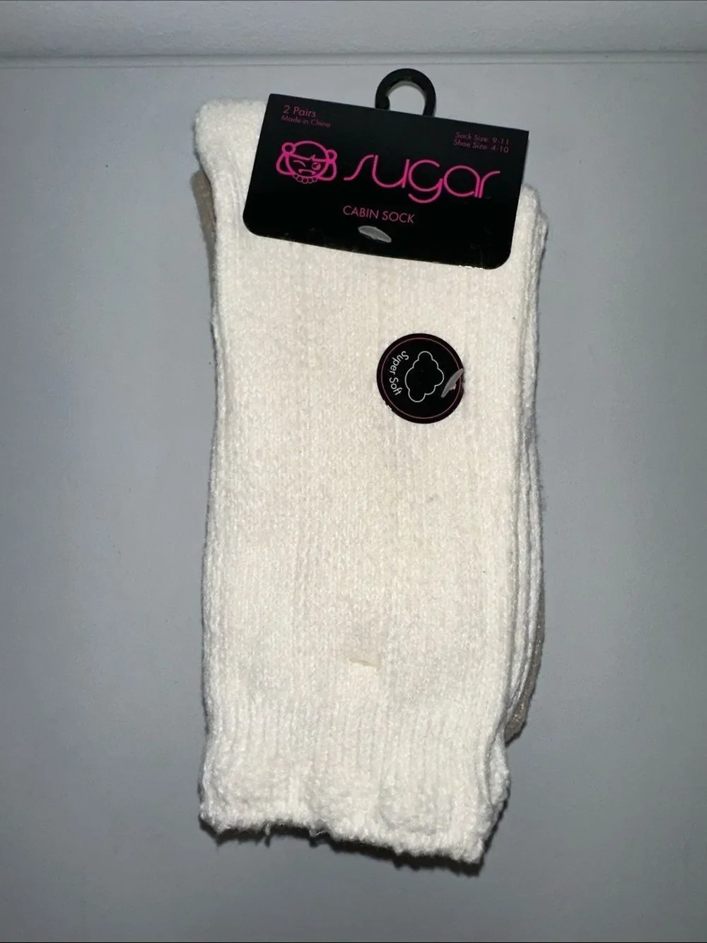 sugar Ladies Ivory Tan Knit Super Soft Cabin Socks 2 pairs
